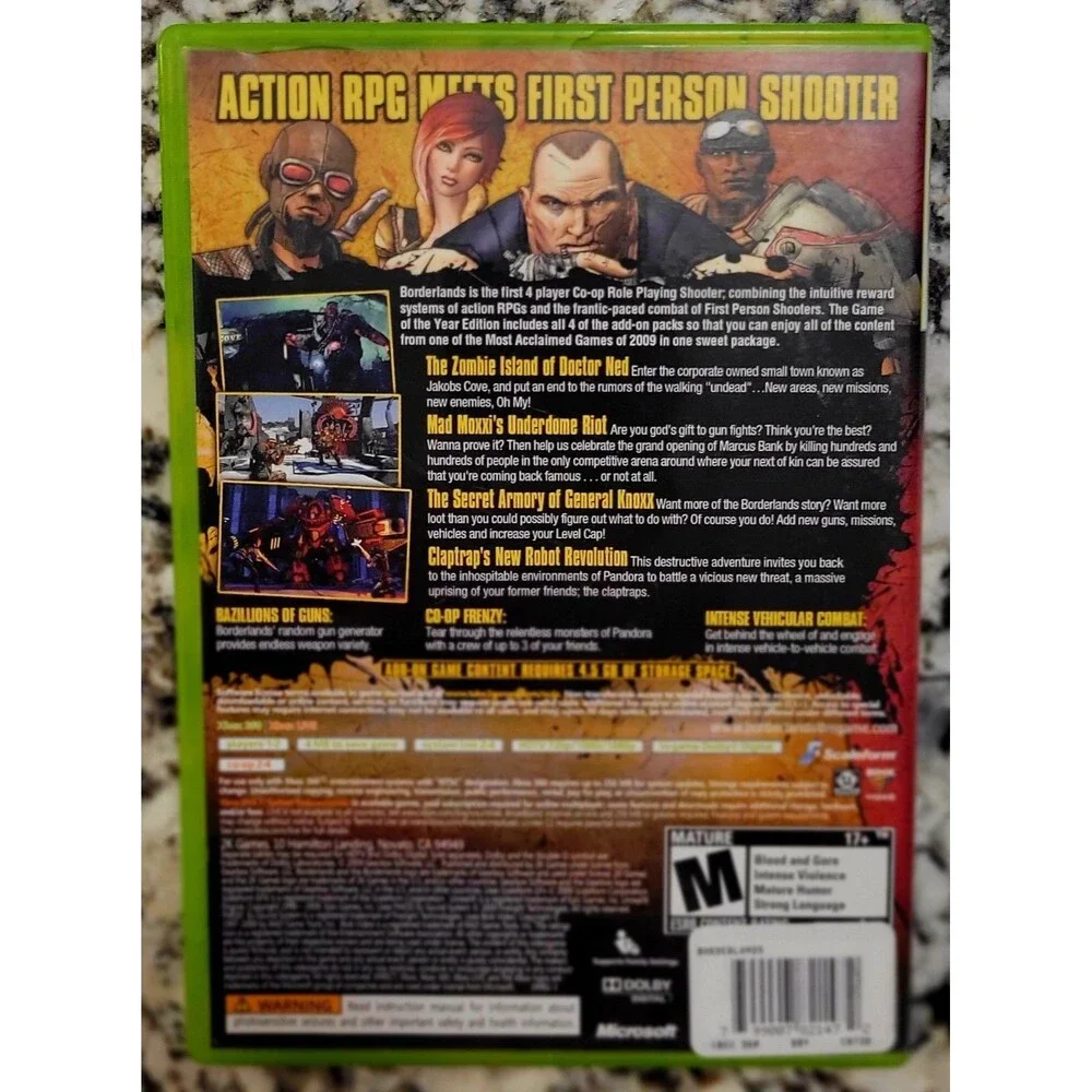 XBOX 360: BORDERLANDS- GAME OF THE YEAR EDITION,  COMPLETE CIB,VG COND